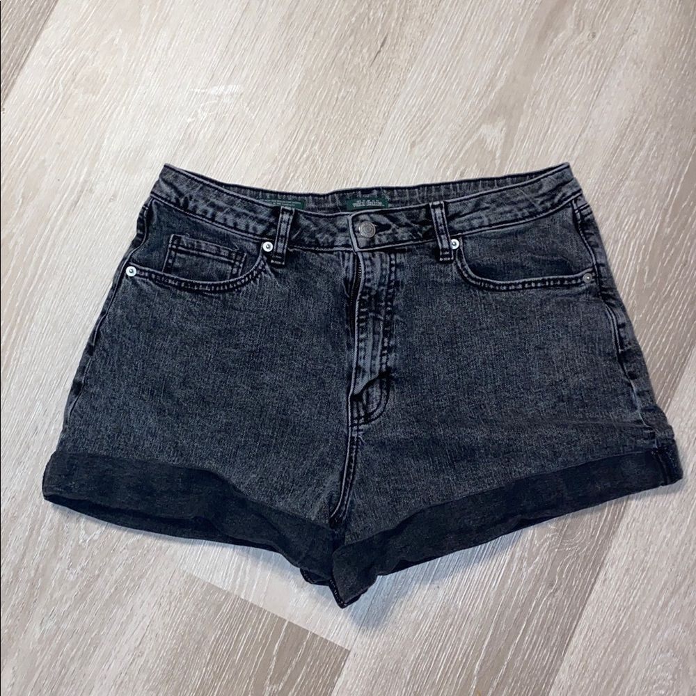 Wild Fable Black Stone Wash High-Rise Rolled Cuff Shorts